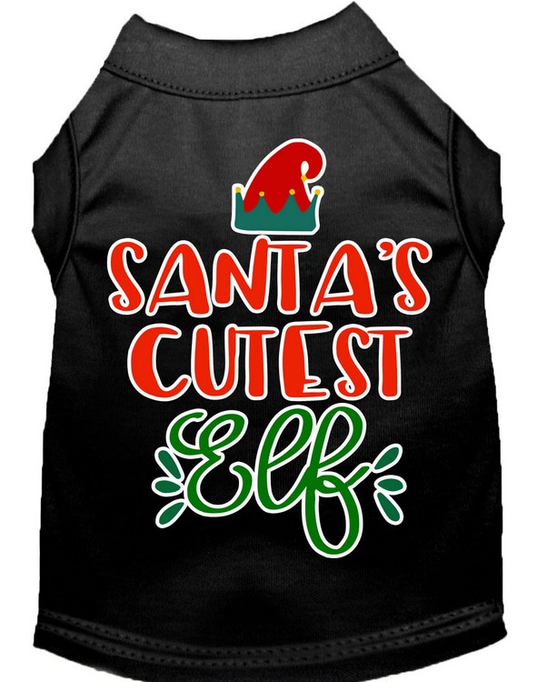 Santa's Cutest Elf Screen Print Dog Shirt Black XL